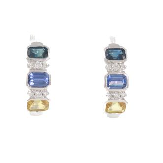 1.54ct Sapphire & Diamond Hoop Earrings