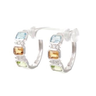 Mixed Gemstone and Diamond Earrings