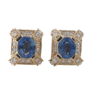 0.89ct Sapphire and Diamond Earrings