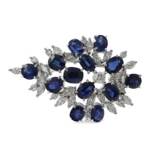 6.58ct Sapphire & Diamond Brooch/Pendant
