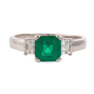 0.90ct Emerald and Diamond Ring