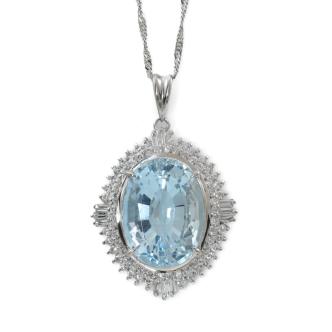 6.89ct Aquamarine and Diamond Pendant