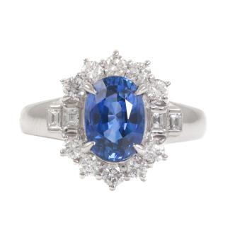 1.82ct Blue Sapphire & Diamond Ring