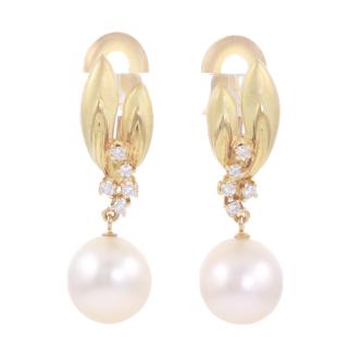 10.1mm South Sea Pearl & Diamond Earrings