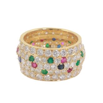 Ruby, Emerald, Sapphire & Diamond Ring
