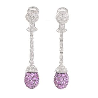 3.33ct Pink Sapphire & Diamond Earrings