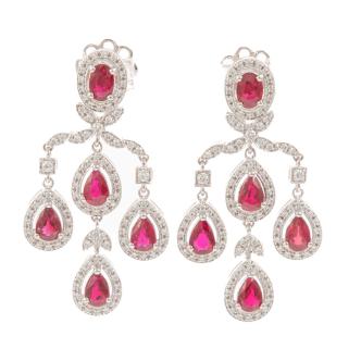 5.39ct Thai Ruby and Diamond Earrings