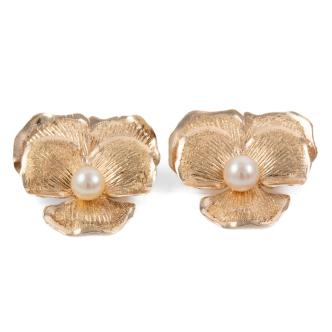 Pair of Pearl Flower brooches