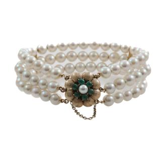 Triple row Akoya Pearl Bracelet