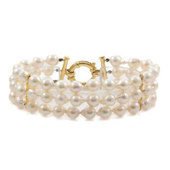 8.0-7.4mm Three Row Akoya Pearl Bracelet