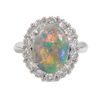 3.91ct Black Opal & Diamond Ring
