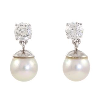 1.00ct Diamond & Pearl Detachable Earrings
