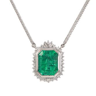 6.62ct Emerald and Diamond Pendant