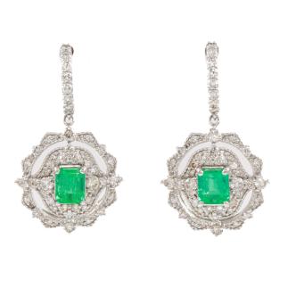 1.37ct Emerald and Diamond Earrings