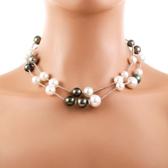 9.1-13.5mm Tahitian & SS Pearl Necklace