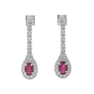 Thai Ruby and Diamond Drop Earrings