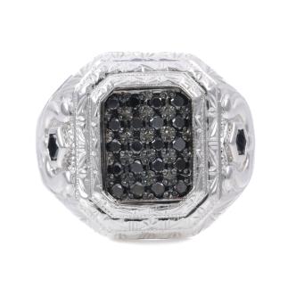 Black Diamond Mens Gold Ring 15.2g