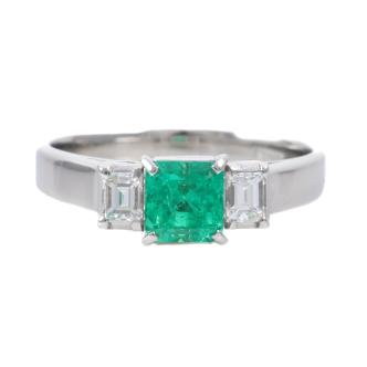 0.78ct Emerald and Diamond Ring
