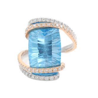 11.24ct Blue Topaz & 0.66ct Diamond Ring