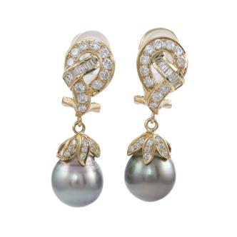10.3-10.5mm Pearl & Diamond Earrings