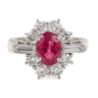1.57ct Burmese Pigeon Blood Ruby, Diamond Ring