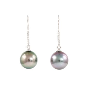 10-10.2mm Pearl & Diamond Drop Earrings