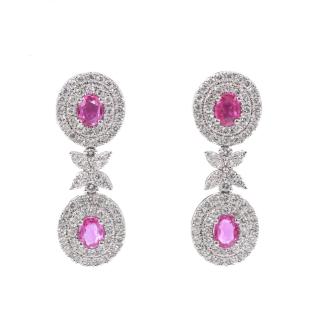 1.70ct Ruby & 2.00ct Diamond Earrings