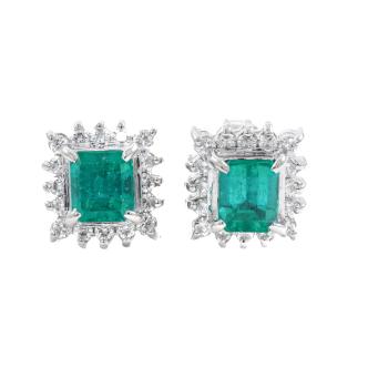 1.01ct Emerald and Diamond Earrings