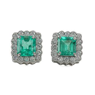 1.35ct Emerald and Diamond Earrings