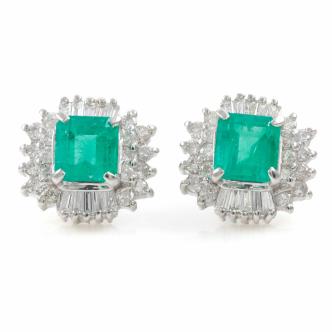1.00ct Emerald and Diamond Earrings