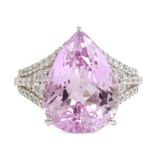 11.98ct Kunzite and Diamond Ring