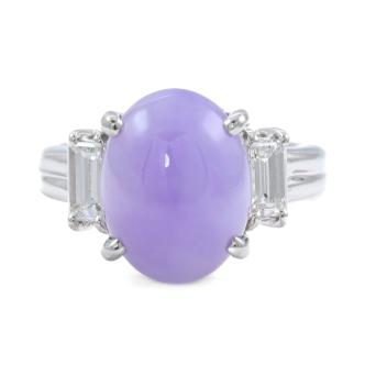 6.65ct Lavender Jadeite Jade & Diamond Ring