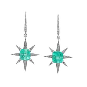 2.83ct Emerald and 0.14ct Diamond Earrings