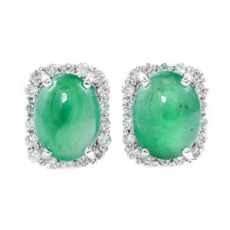 3.82ct Jadeite Jade and Diamond Earrings