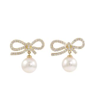 8.8mm Akoya Pearl and Diamond Earrings