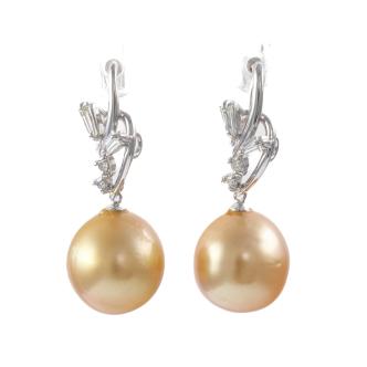 10.5mm South Sea Pearl and Diamond Earrings