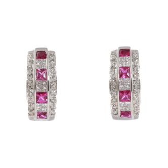 1.55ct Ruby and Diamond Hoop Earring