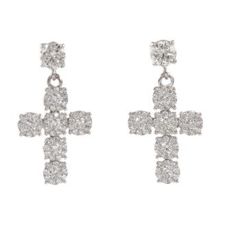2.92ct Diamond Cross Earrings