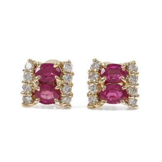 0.75ct Ruby and Diamond Earrings