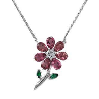 2.88ct Tourmaline, Garnet & Diamond Pendant