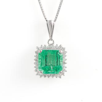 2.46ct Emerald and Diamond Pendant