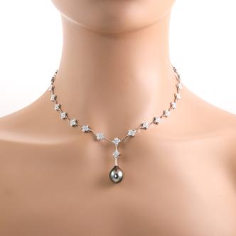 11.2mm Tahitian Pearl & Diamond Necklace