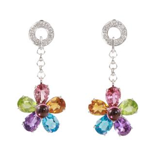 Mixed Gemstones and Diamond Earrings