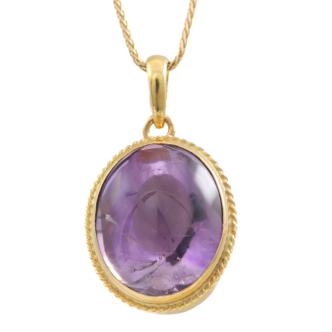 40.00ct Amethyst Cabochon 18ct Gold Pendant