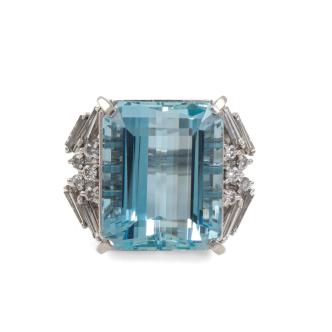 Tasaki 16.98ct Aquamarine & Diamond Ring
