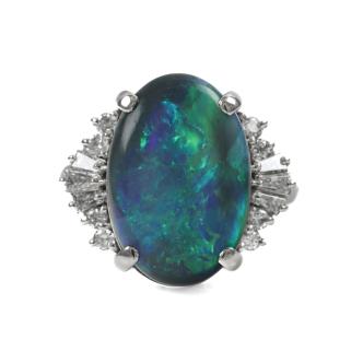 4.18ct Black Opal and Diamond Ring