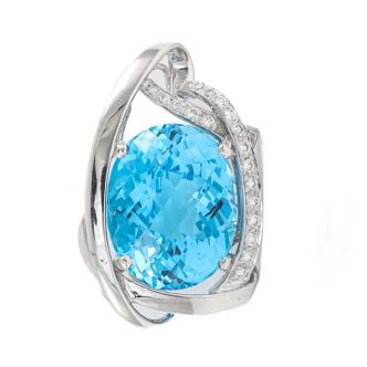 22.35ct Blue Topaz and Diamond Pendant