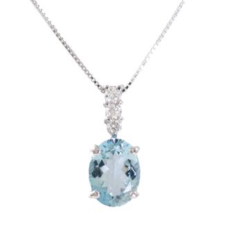 1.00ct Aquamarine and Diamond Pendant