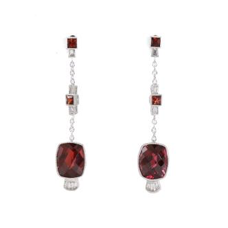 7.00ct Garnet and Diamond Earrings