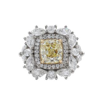2.50ct Fancy Yellow, 3.28ct White Diamond ring